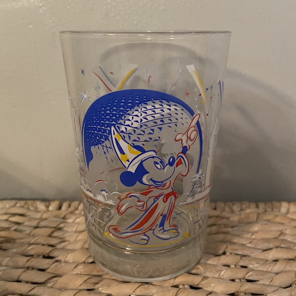 RARE‎ DISNEY WORLD Mickey Mouse Epcot 25th Anniversary Drinking Glass, 12 oz.